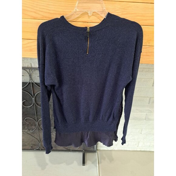 Rebecca Taylor Navy Wool-Blend Sweater Cashmere Silk Lambswool Zipper Women’s S - Picture 3 of 6
